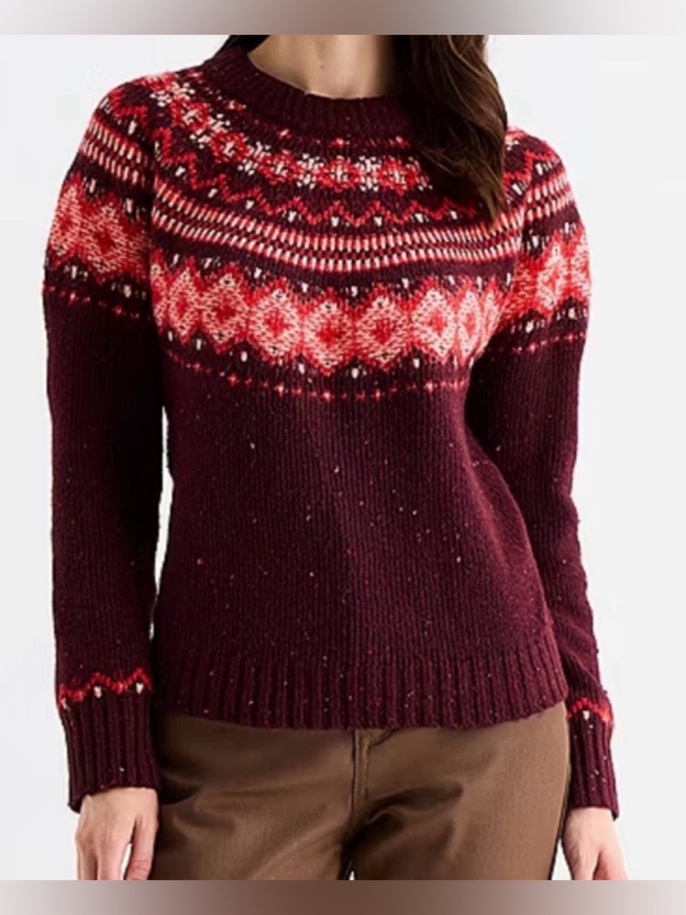 St John's Bay NWT Womens Knit Crew Neck Sweater Sz 3X Fair Isle Nordic